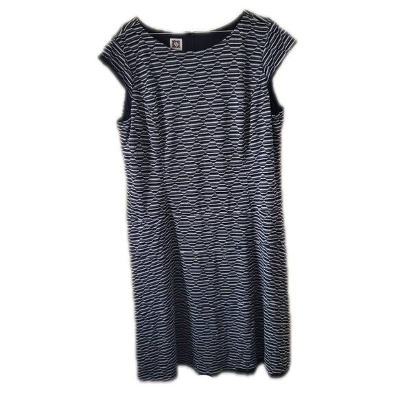 Anne Klein Women's Striped Short Sleeve Dress - Picture 1 of 4